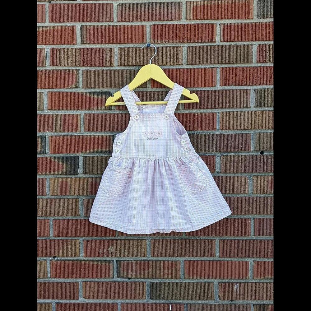 24M Vintage OshKosh B'Gosh Vestbak Pink Plaid Stripe Dress, Canada,  1990s